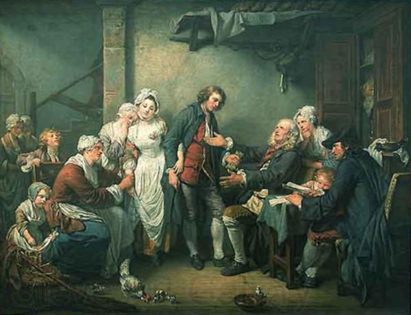 Jean Baptiste Greuze l accordee de village France oil painting art